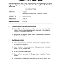 Registrar, Registry of Companies within the Attorney General’s Chambers, Saint Lucia.